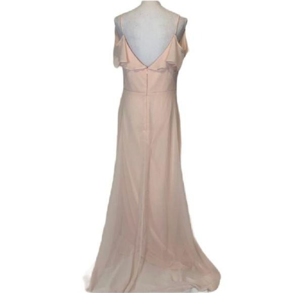 Levkoff Ruffle Shoulder Chiffon Gown - Picture 5 of 8